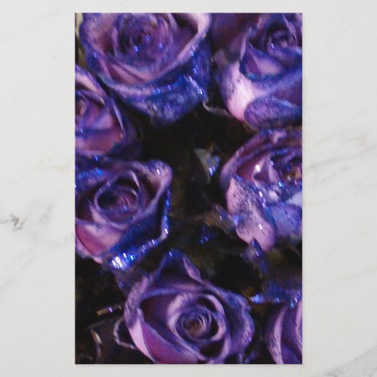 Romantic Love Paarse Valentijn Glitter Rozen Briefpapier (Voorkant)