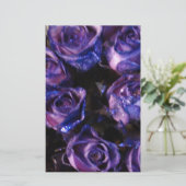 Romantic Love Paarse Valentijn Glitter Rozen Briefpapier (Staand voorkant)