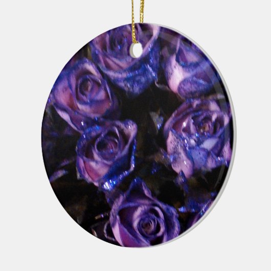 Romantic Love Paarse Valentijn Glitter Rozen Keramisch Ornament (Links)