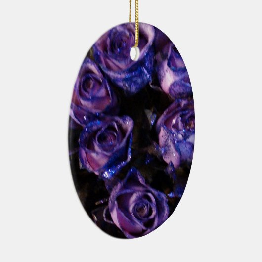 Romantic Love Paarse Valentijn Glitter Rozen Keramisch Ornament (Rechts)