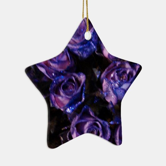 Romantic Love Paarse Valentijn Glitter Rozen Keramisch Ornament (Rechts)