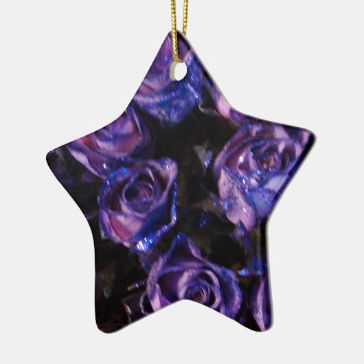 Romantic Love Paarse Valentijn Glitter Rozen Keramisch Ornament (Links)