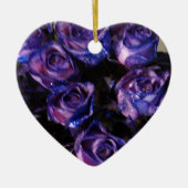 Romantic Love Paarse Valentijn Glitter Rozen Keramisch Ornament (Voorkant)