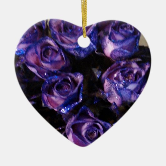 Romantic Love Paarse Valentijn Glitter Rozen Keramisch Ornament (Voorkant)