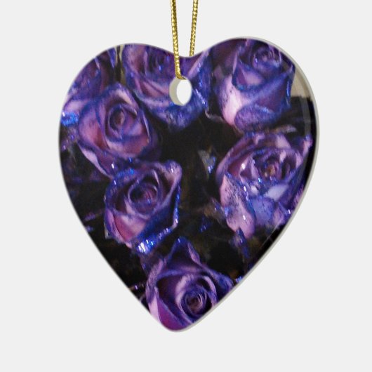 Romantic Love Paarse Valentijn Glitter Rozen Keramisch Ornament (Links)