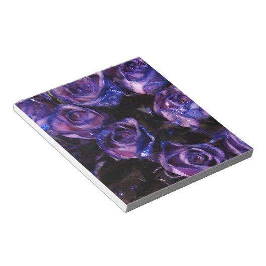 Romantic Love Paarse Valentijn Glitter Rozen Notitieblok (Schuin)