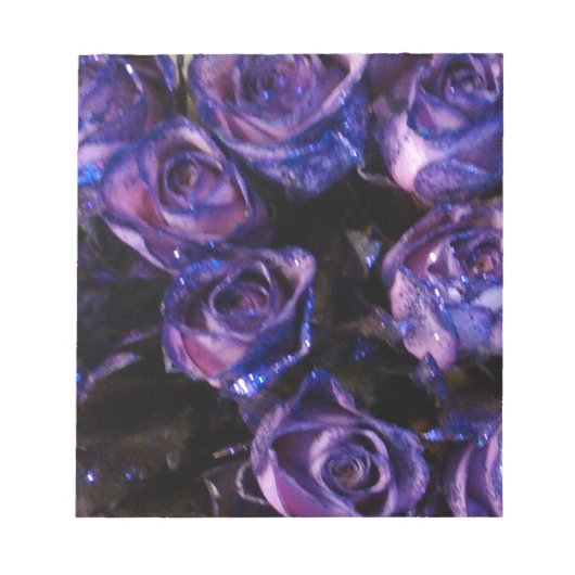 Romantic Love Paarse Valentijn Glitter Rozen Notitieblok (Voorkant)