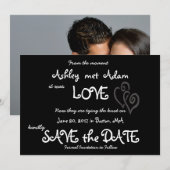 Romantic Love Photo Save the Date | Chalkboard (Voorkant / Achterkant)
