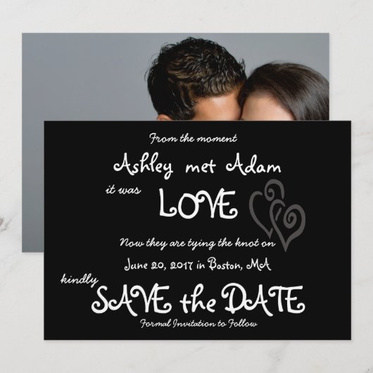 Romantic Love Photo Save the Date | Chalkboard (Voorkant / Achterkant)