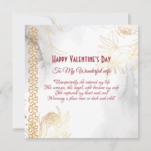 Romantic Love Quote Floral Gold Valentijn (Voorkant)
