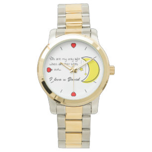 Romantic Love Quote met Moon Vector Art Horloge