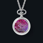 Romantic Love Quotes Silver Necklace Watches Horloge<br><div class="desc">Featuring the heartfelt Romantic love quote “my soul smiles with you”, this personalised watch necklace is designed to capture deep emotional connections. Perfect for Valentine’s Day and romantic occasions, this customised photo watch makes a meaningful gift for your partner, boyfriend, or girlfriend. Add a personal photo or message to transform...</div>