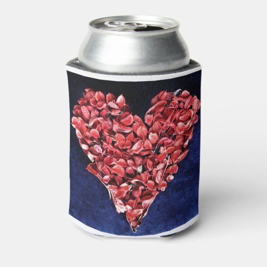 Romantic Love Roos Petal Red Heart Blikjeskoeler (Blikje Achterkant)