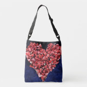 Romantic Love Roos Petal Red Heart Crossbody Tas (Achterkant)