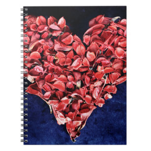 Romantic Love Roos Petal Red Heart Notitieboek