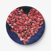 Romantic Love Roos Petal Red Heart Papieren Bordje (Voorkant)