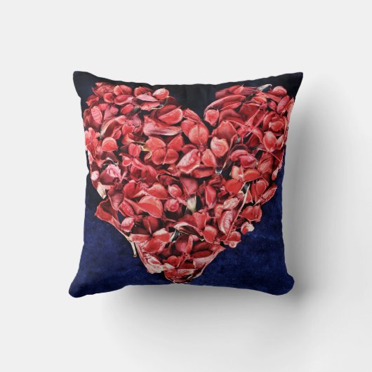Romantic Love Rose Petal Red Heart Kussen (Achterkant)