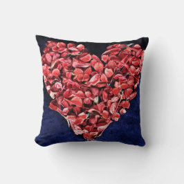 Romantic Love Rose Petal Red Heart Kussen