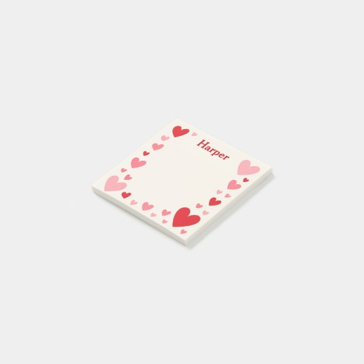Romantic Love Sticky Notes with Personalized Name (Schuin)
