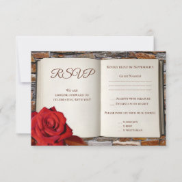 Romantic Love Story Book Wedding RSVP Card Kaart