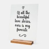 Romantic Love Story Calligraphy Wedding Acryl Bord (Hoek)