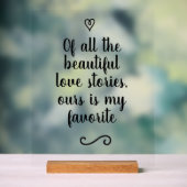 Romantic Love Story Calligraphy Wedding Acryl Bord (Neutraal)