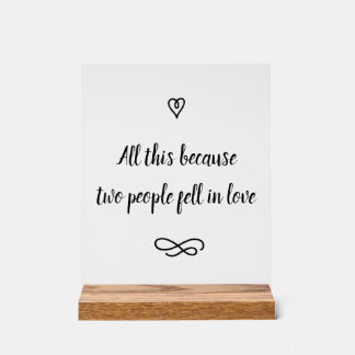 Romantic Love Story Wedding Calligraphy Keepsake Acryl Bord