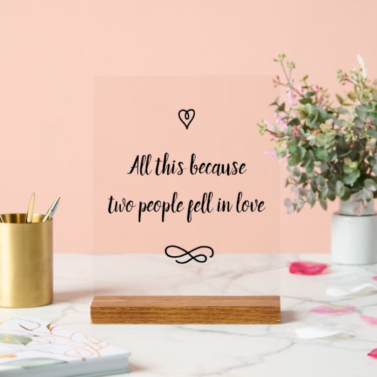 Romantic Love Story Wedding Calligraphy Keepsake Acryl Bord (Huwelijk)