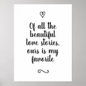 Romantic Love Story Wedding Calligraphy Keepsake Poster (Voorkant)