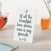 Romantic Love Story Wedding Calligraphy Keepsake Reclamebord Met Voetstuk (Insitu)