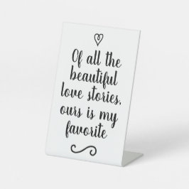 Romantic Love Story Wedding Calligraphy Keepsake Reclamebord Met Voetstuk