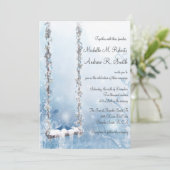 Romantic Love Swing Winter Wonderland Weddenschap Kaart (Staand voorkant)
