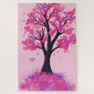 Romantic Love Tree - Tekening Art Collectie - Legpuzzel