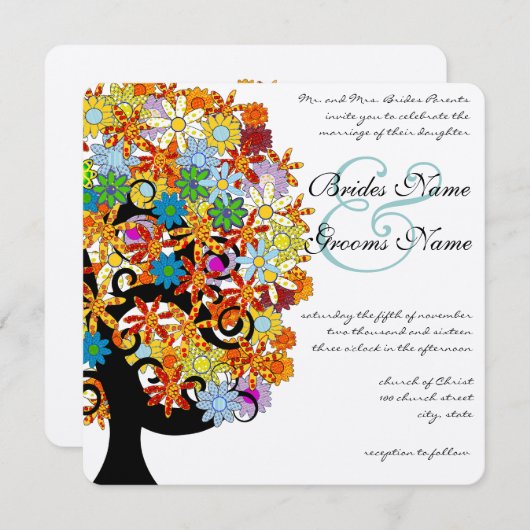 Romantic Love Tree Weddenschap Kaart (Voorkant / Achterkant)