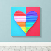 Romantic Love Twin Rainbow Hearts Canvas Afdruk (Insitu (Houten vloer))