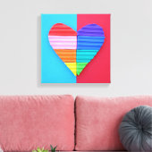 Romantic Love Twin Rainbow Hearts Canvas Afdruk (Insitu (Woonkamer))