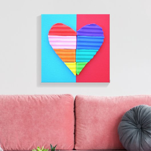 Romantic Love Twin Rainbow Hearts Canvas Afdruk (Insitu (Woonkamer))