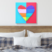 Romantic Love Twin Rainbow Hearts Canvas Afdruk (Insitu (Slaapkamer))