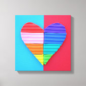 Romantic Love Twin Rainbow Hearts Canvas Afdruk (Voorkant)
