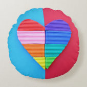 Romantic Love Twin Rainbow Hearts Rond Kussen (Voorkant)