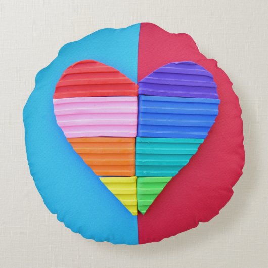 Romantic Love Twin Rainbow Hearts Rond Kussen (Achterkant)