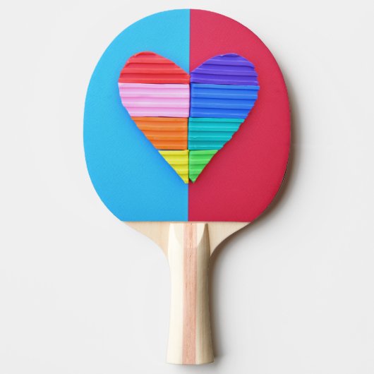 Romantic Love Twin Rainbow Hearts Tafeltennisbatje (Voorkant)