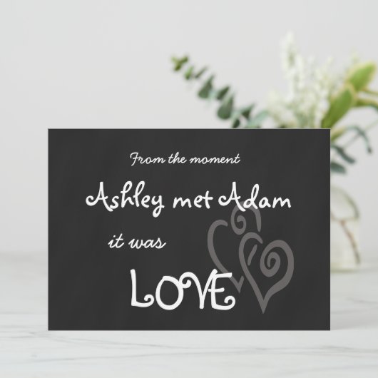 Romantic Love Wedding Invitation | Chalkboard Kaart (Staand voorkant)