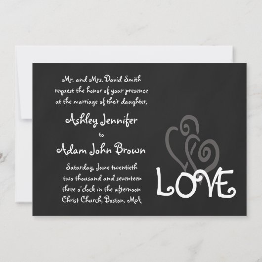 Romantic Love Wedding Invitation | Chalkboard Kaart (Achterkant)