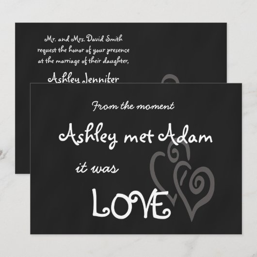 Romantic Love Wedding Invitation | Chalkboard Kaart (Voorkant / Achterkant)