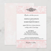 Romantic Lovely Pink Lace Wedding Invitation Kaart (Voorkant / Achterkant)
