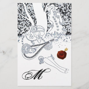 ROMANTIC LOVERS Black White Red Wax Seal Monogram Briefpapier