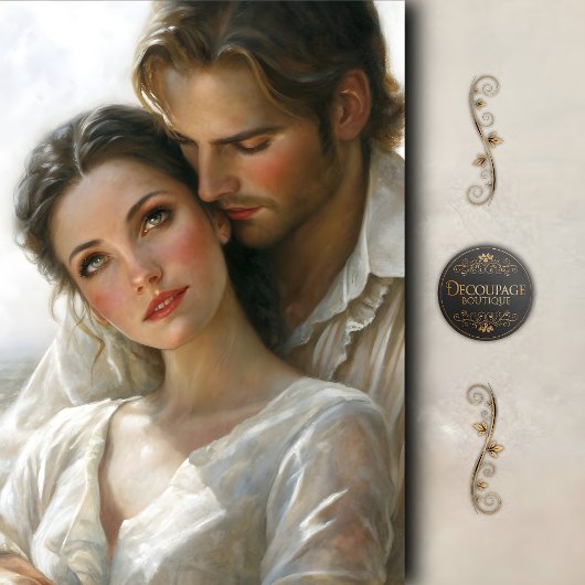 Romantic Lovers Gentle Embrace Decoupage Tissuepapier