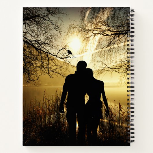 Romantic Lovers Silhouette op Sunset Notitieboek (Achterkant)