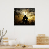 Romantic Lovers Silhouette op Sunset Poster (Keuken)